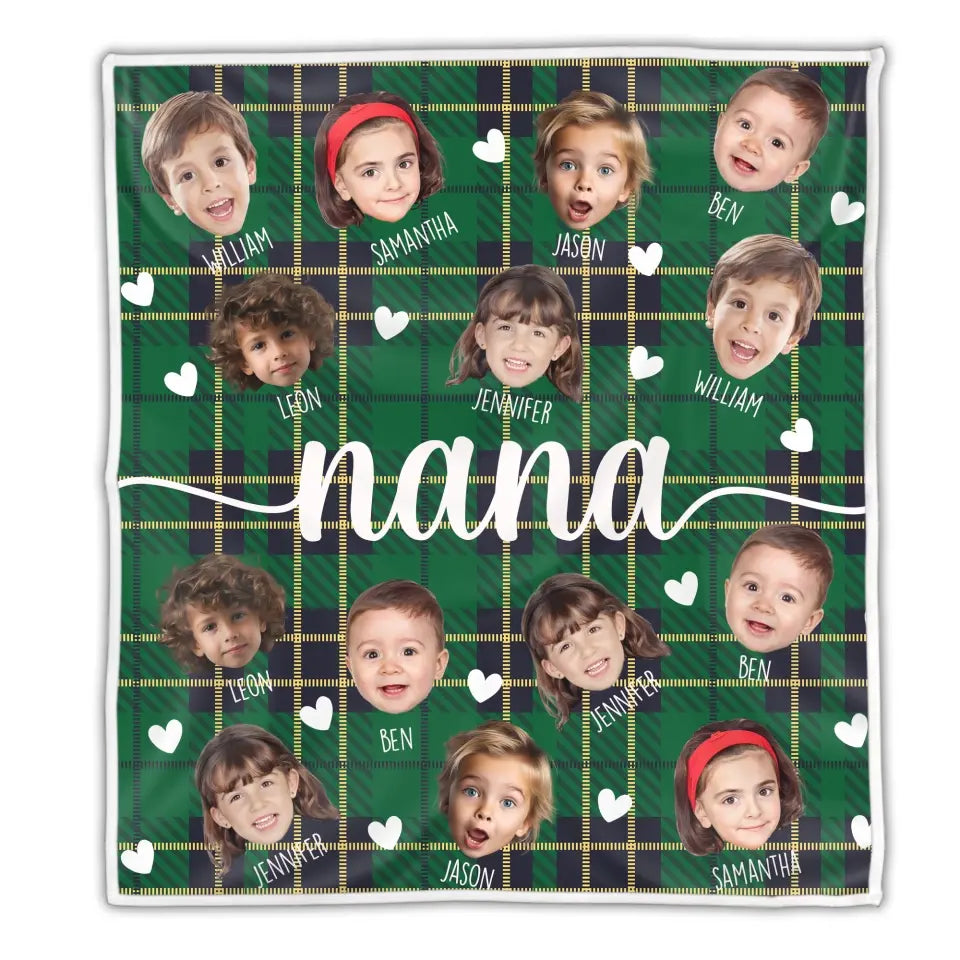 Custom Fleece Blanket With Kids Photo Gift For Grandma