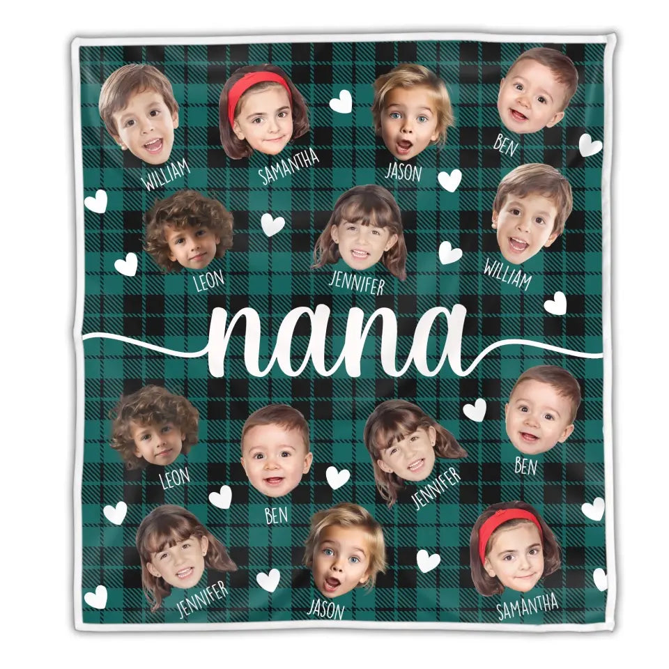 Custom Fleece Blanket With Kids Photo Gift For Grandma