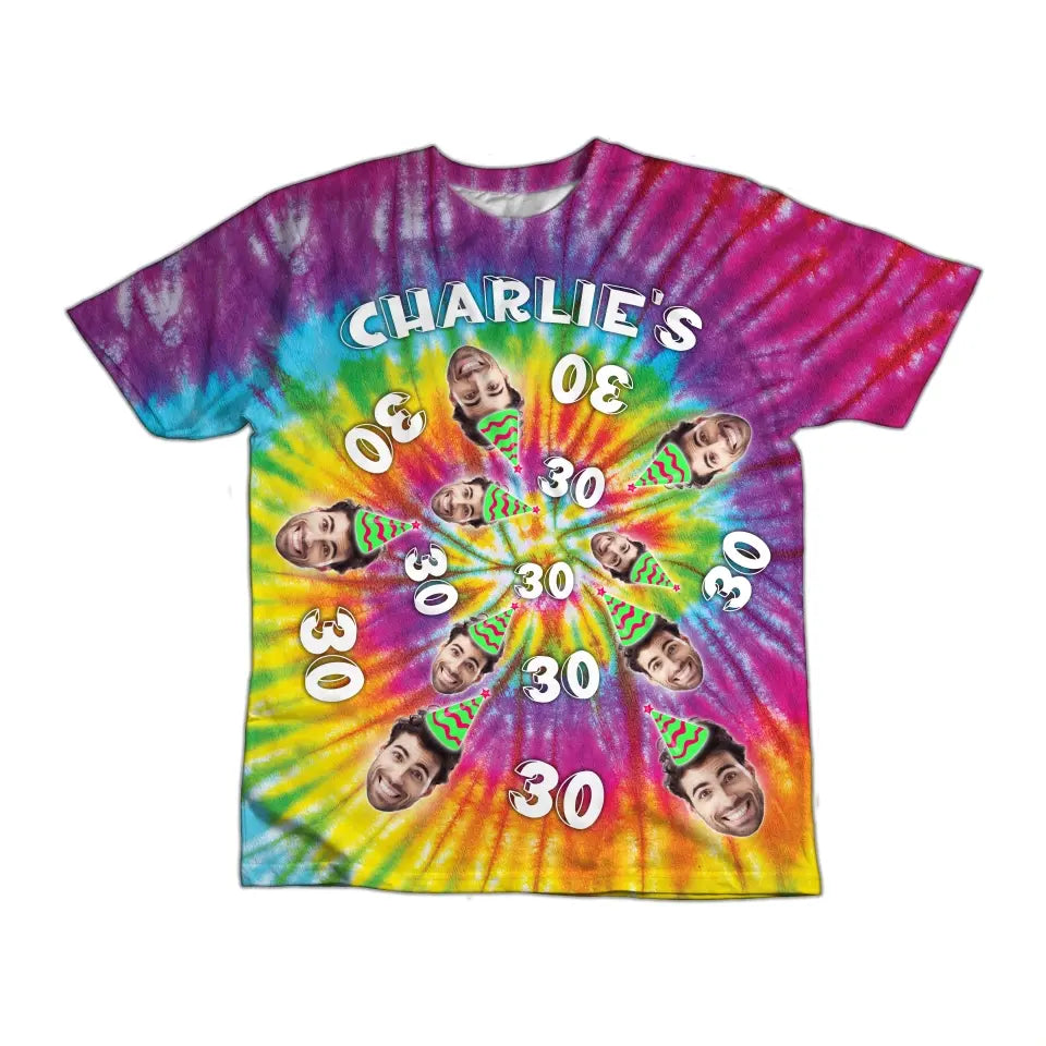 All-over printed Tie Dye Shirt - Personalized Age And Name Birthday Tie Dye Shirt