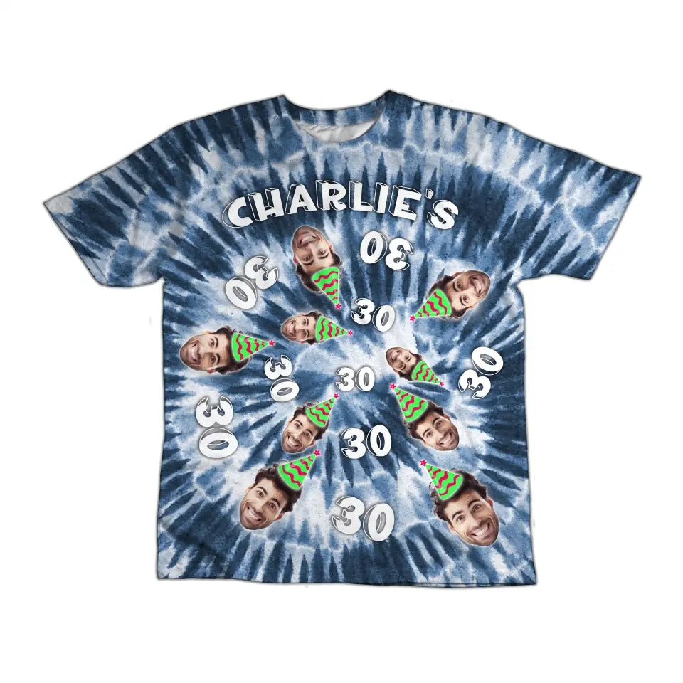 All-over printed Tie Dye Shirt - Personalized Age And Name Birthday Tie Dye Shirt