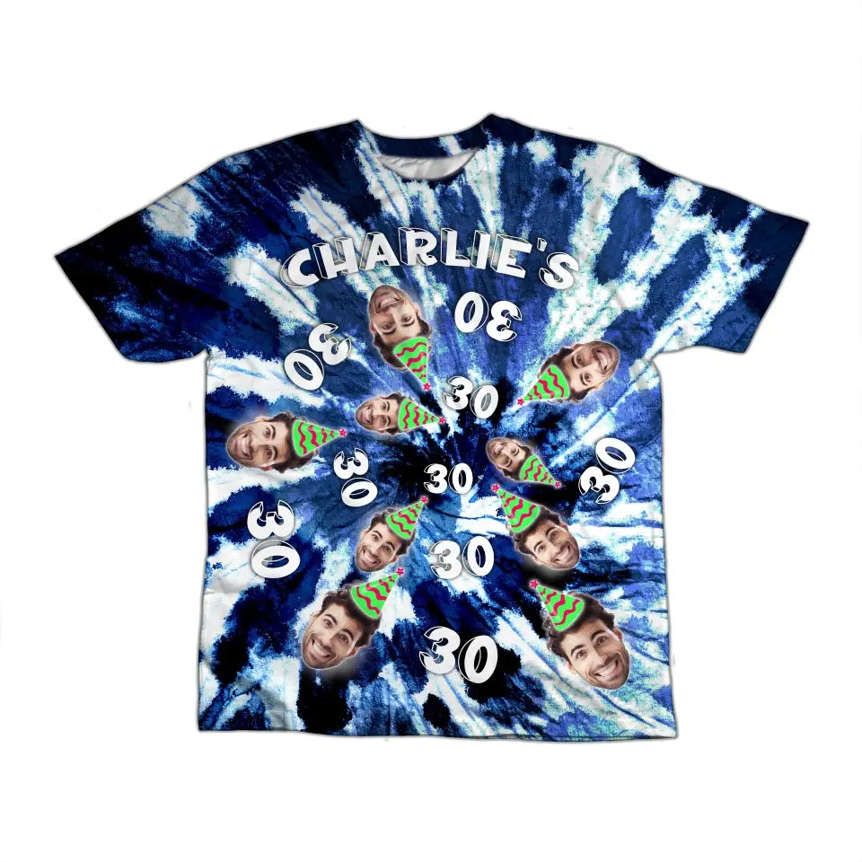 All-over printed Tie Dye Shirt - Personalized Age And Name Birthday Tie Dye Shirt